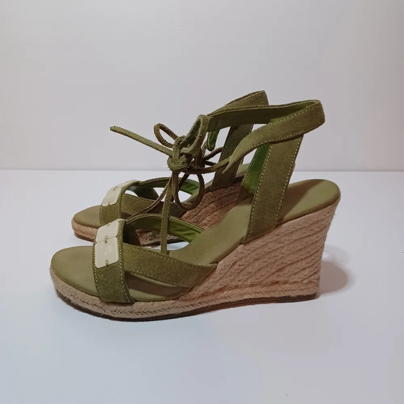Nine West Womens Green Suede wedge size 6 M In Original Box see pictures for ref - Picture 2 of 9